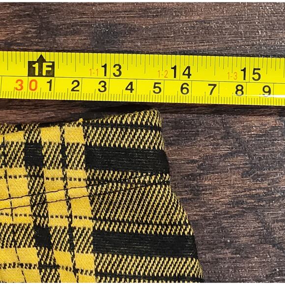 Plaid Skirt Yellow Black Elastic Waist Sz L Adara Clueless Y2K Preppy Grunge - Picture 3 of 5